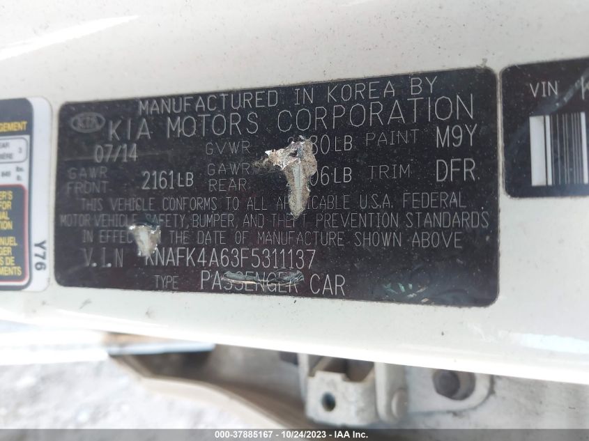 2015 KIA FORTE LX - KNAFK4A63F5311137