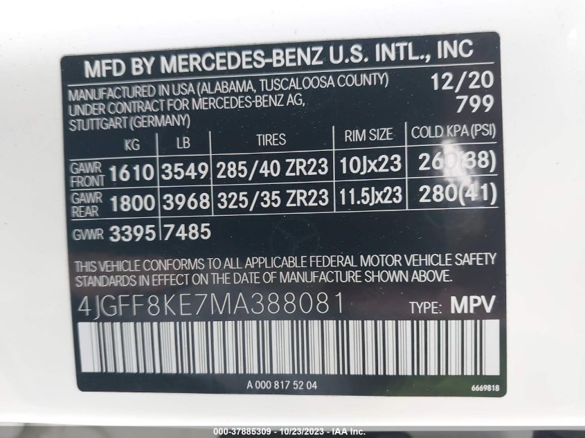 2021 MERCEDES-BENZ AMG GLS 63 4MATIC - 4JGFF8KE7MA388081