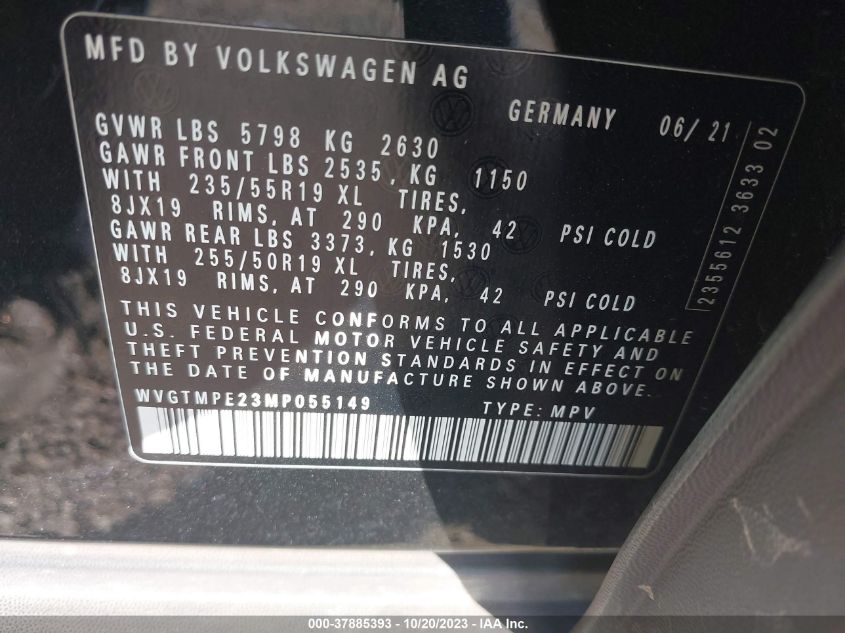 2021 VOLKSWAGEN ID.4 PRO S WVGTMPE23MP055149