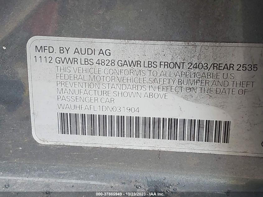 2013 AUDI A4 PREMIUM PLUS - WAUHFAFL1DN031904