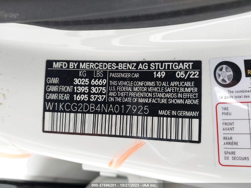 2022 MERCEDES-BENZ EQS 450 - W1KCG2DB4NA017925