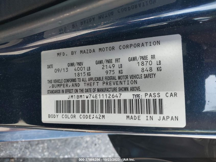 2014 MAZDA MAZDA3 I GRAND TOURING - JM1BM1W74E1112647