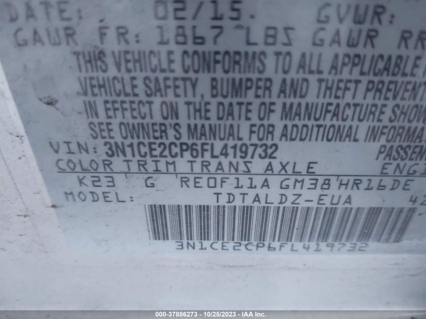 2015 NISSAN VERSA NOTE S/S PLUS/SV/SL/SR - 3N1CE2CP6FL419732