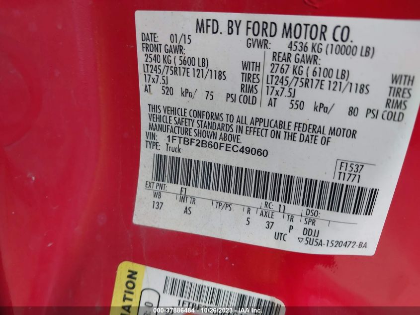 2015 FORD F-250 XL - 1FTBF2B60FEC49060