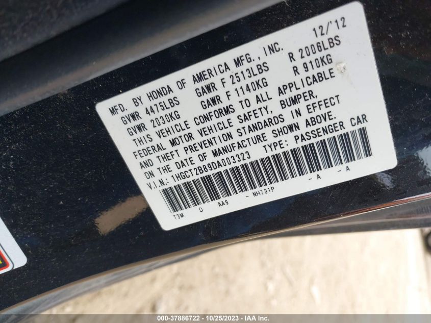 2013 HONDA ACCORD EX-L V-6 - 1HGCT2B89DA003323