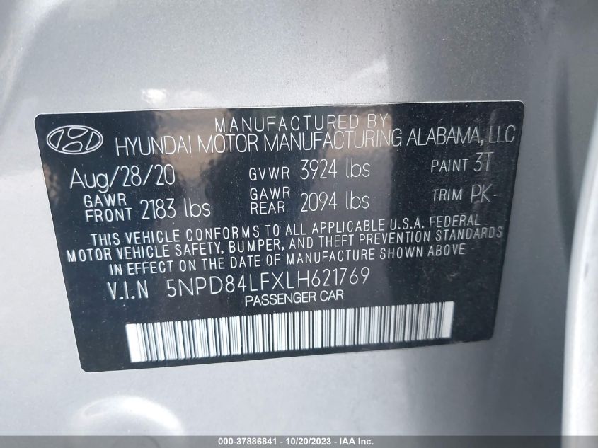 VIN 5NPD84LFXLH621769 2020 HYUNDAI ELANTRA no.9