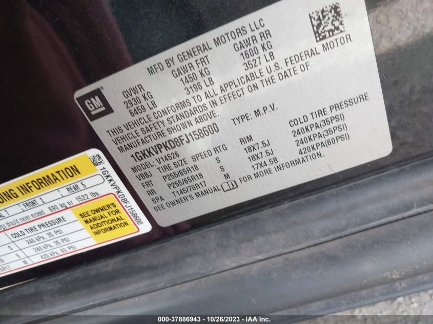 2015 GMC ACADIA SLE - 1GKKVPKD8FJ158600