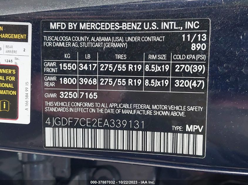 2014 MERCEDES-BENZ GL-CLASS GL 450 - 4JGDF7CE2EA339131