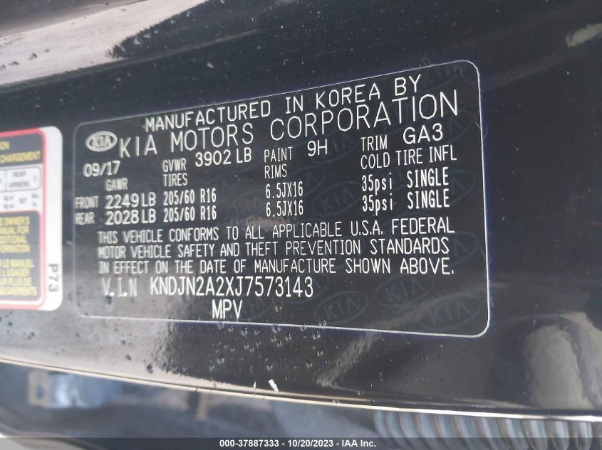 2018 KIA SOUL BASE - KNDJN2A2XJ7573143
