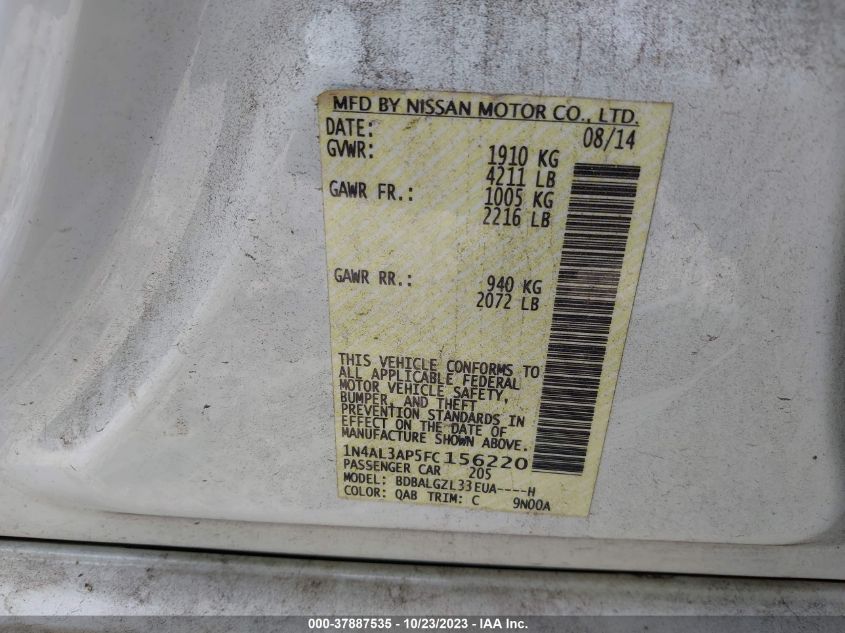 2015 NISSAN ALTIMA 2.5 S - 1N4AL3AP5FC156220