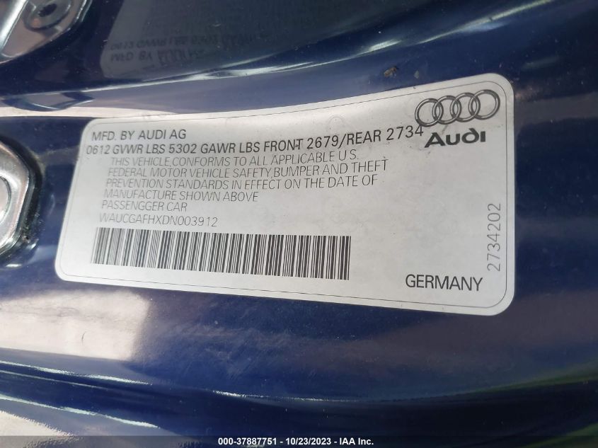 2013 AUDI S5 PREMIUM PLUS - WAUCGAFHXDN003912