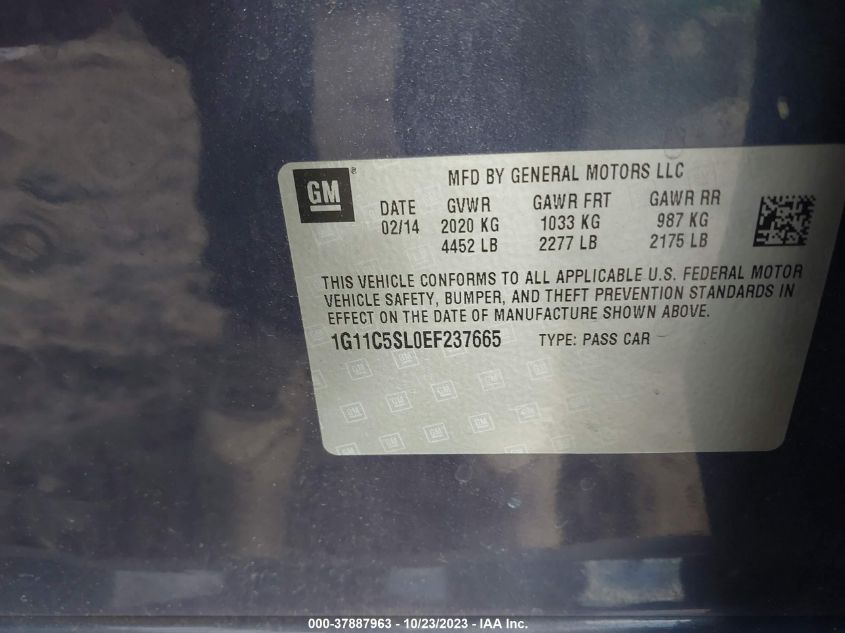 2014 CHEVROLET MALIBU LT - 1G11C5SL0EF237665