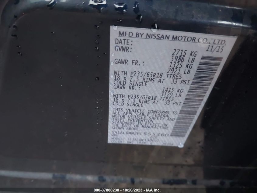 2015 INFINITI QX60 - 5N1AL0MN2FC555360