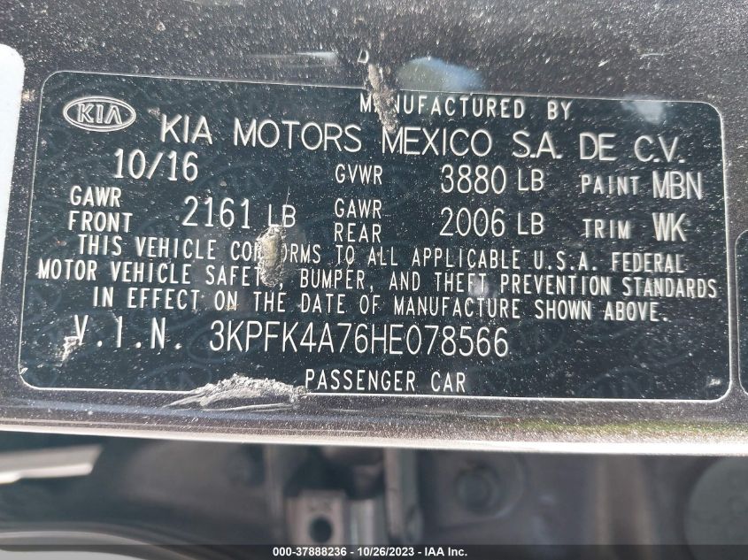 2017 KIA FORTE LX - 3KPFK4A76HE078566