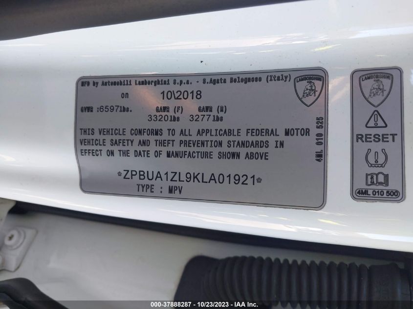 2019 LAMBORGHINI URUS ZPBUA1ZL9KLA01921