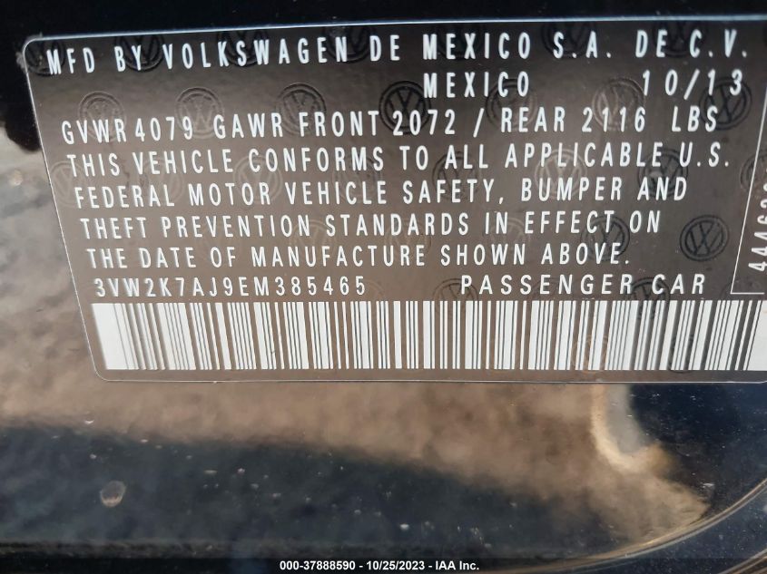 2014 VOLKSWAGEN JETTA SEDAN S 3VW2K7AJ9EM385465