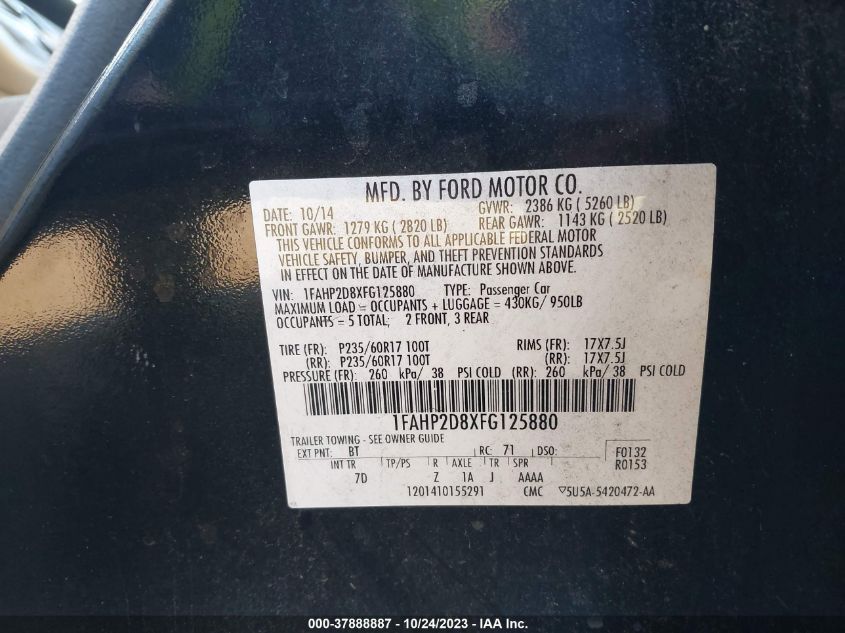 2015 FORD TAURUS SE - 1FAHP2D8XFG125880