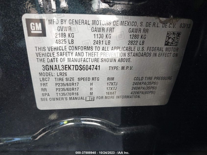 2013 CHEVROLET CAPTIVA SPORT FLEET LT 3GNAL3EK7DS604741