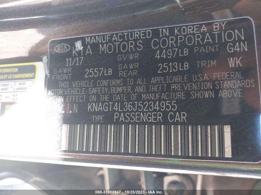 2018 KIA OPTIMA LX - KNAGT4L36J5234955