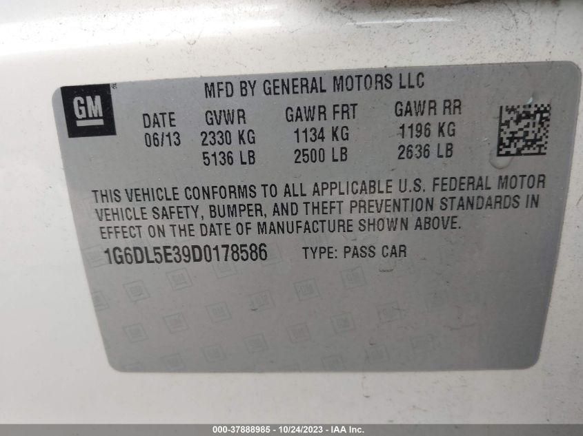 2013 CADILLAC CTS SEDAN PERFORMANCE 1G6DL5E39D0178586