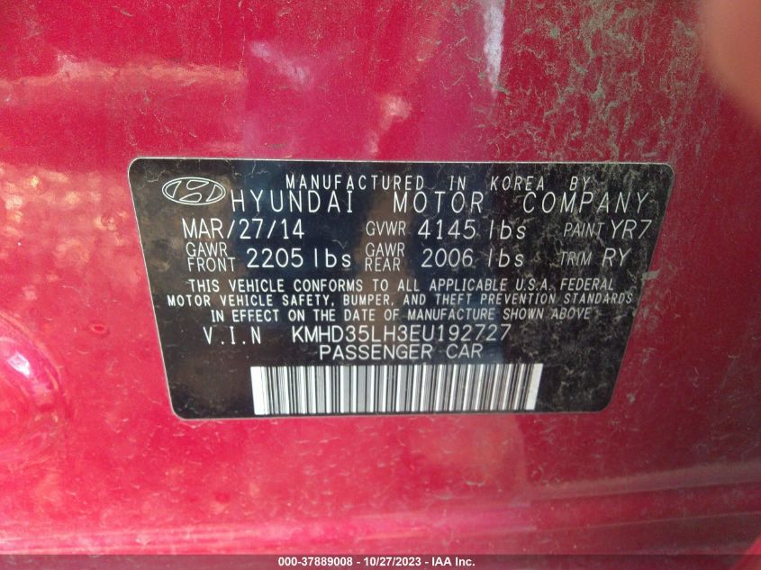 2014 HYUNDAI ELANTRA GT - KMHD35LH3EU192727