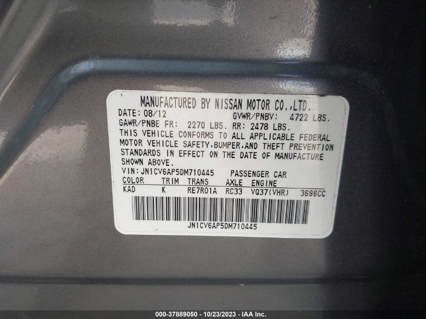 2013 INFINITI G37 SEDAN JOURNEY - JN1CV6AP5DM710445