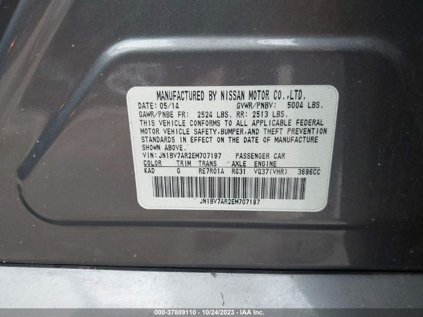 2014 INFINITI Q50 PREMIUM/SPORT - JN1BV7AR2EM707197