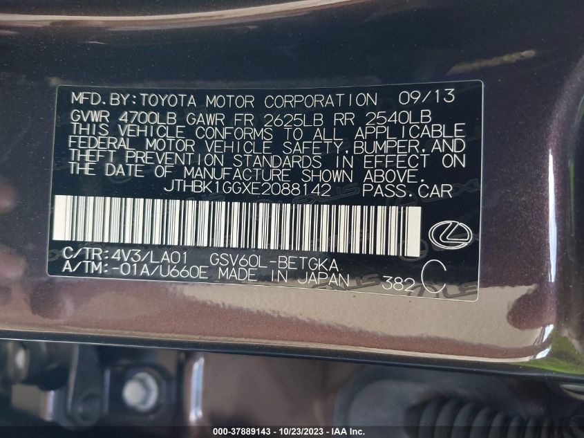 2014 LEXUS ES 350 - JTHBK1GGXE2088142