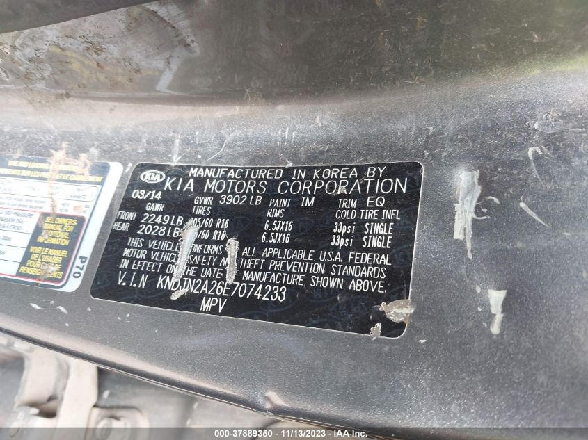 2014 KIA SOUL BASE - KNDJN2A26E7074233
