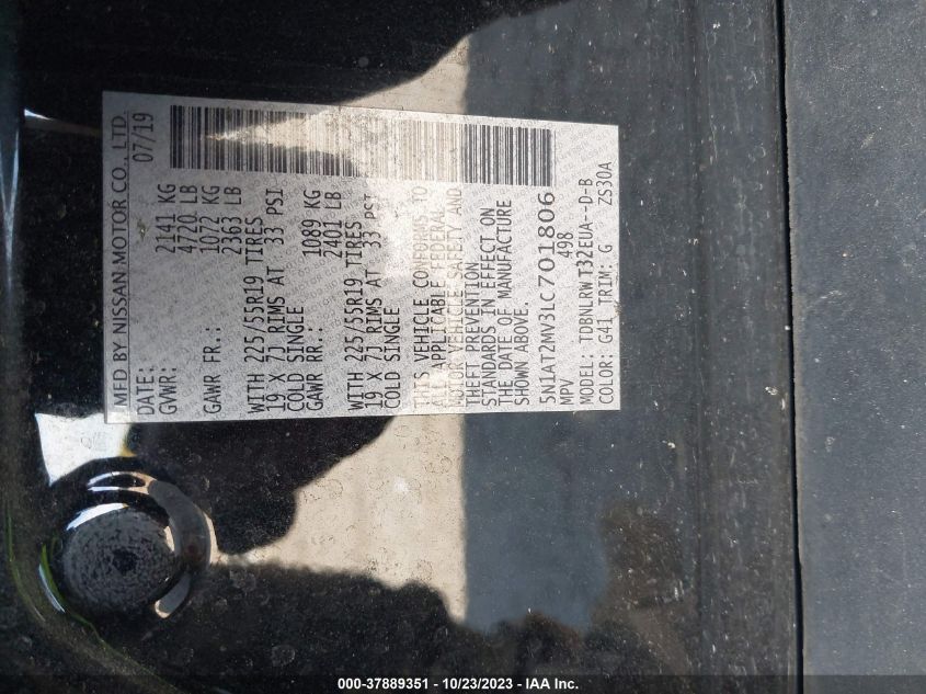 2020 NISSAN ROGUE SL - 5N1AT2MV3LC701806