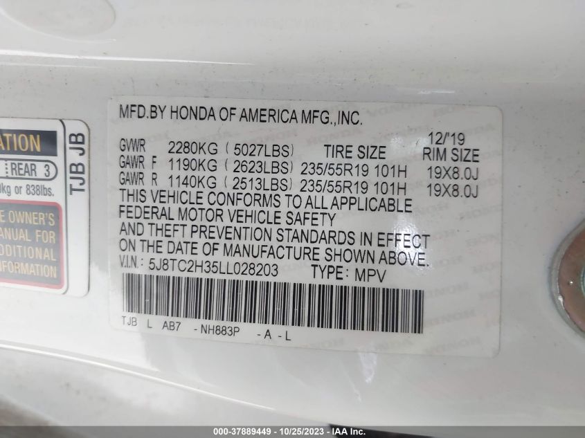 2020 ACURA RDX - 5J8TC2H35LL028203