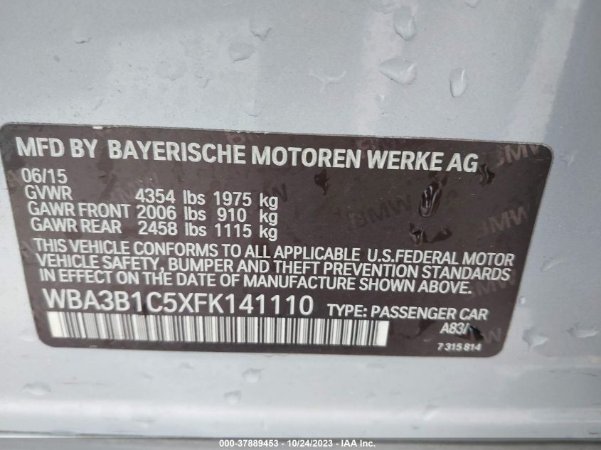 2015 BMW 320I - WBA3B1C5XFK141110