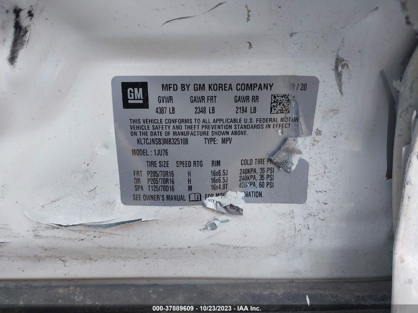 2021 CHEVROLET TRAX LS - KL7CJNSB3MB325108