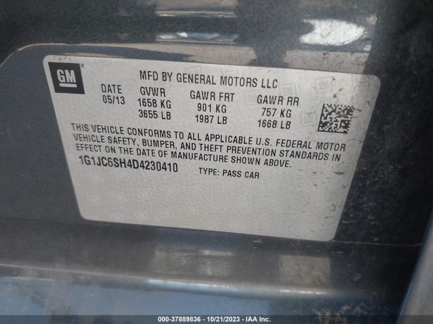 2013 CHEVROLET SONIC LT - 1G1JC6SH4D4230410
