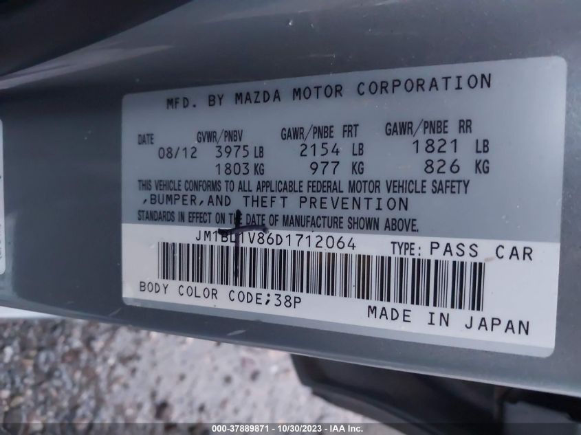 2013 MAZDA MAZDA3 I TOURING - JM1BL1V86D1712064