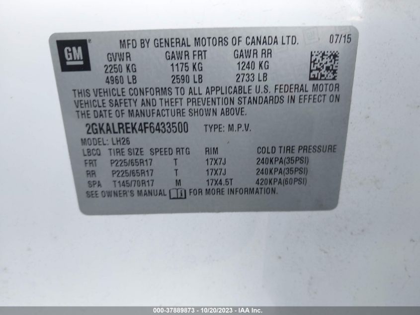 2015 GMC TERRAIN SLE - 2GKALREK4F6433500