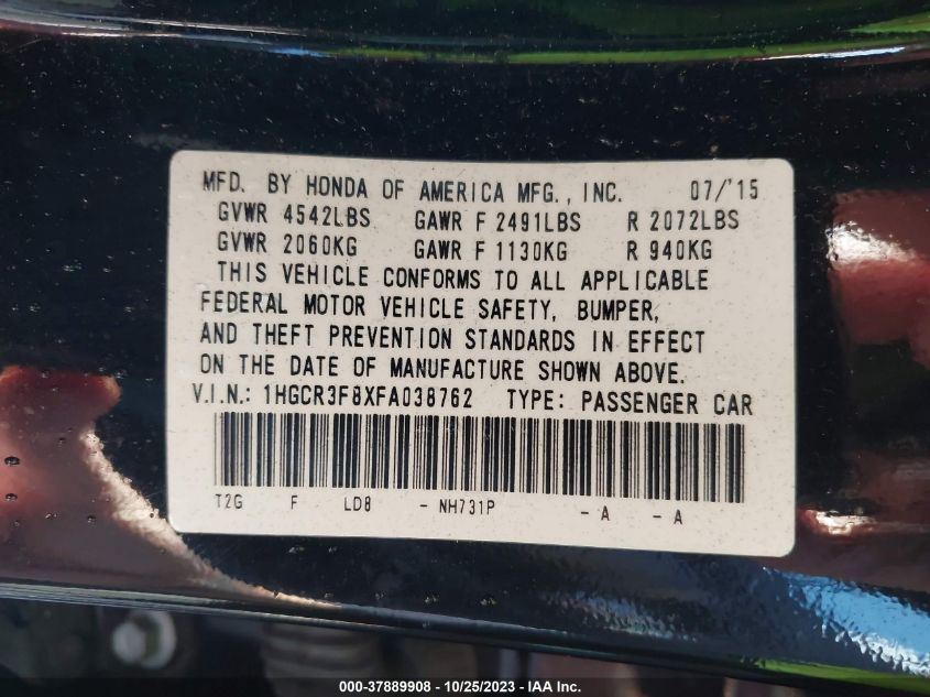 2015 HONDA ACCORD SEDAN EX-L - 1HGCR3F8XFA038762