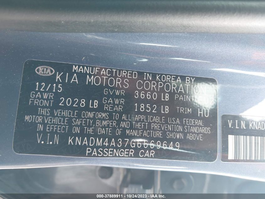 2016 KIA RIO LX - KNADM4A37G6669649