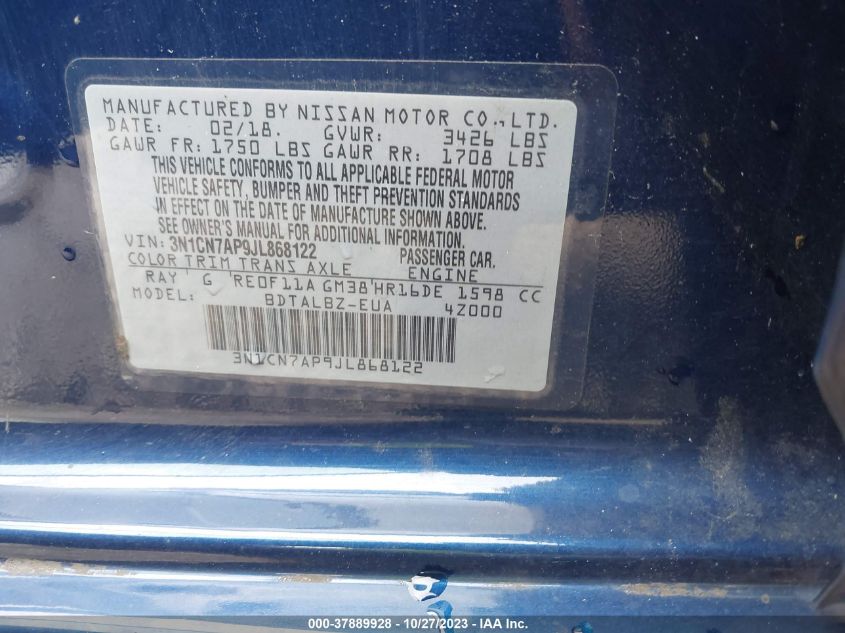 2018 NISSAN VERSA SEDAN SV - 3N1CN7AP9JL868122