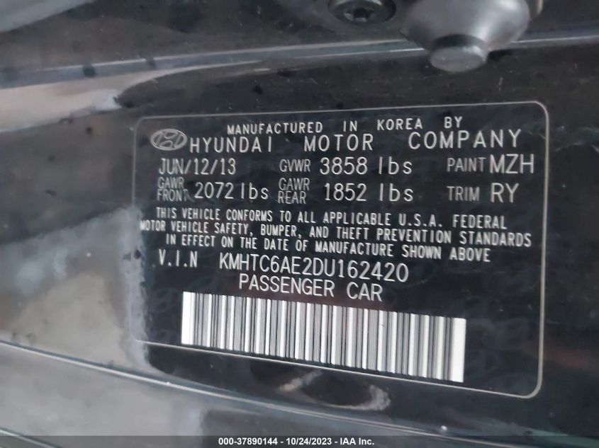 2013 HYUNDAI VELOSTER TURBO - KMHTC6AE2DU162420