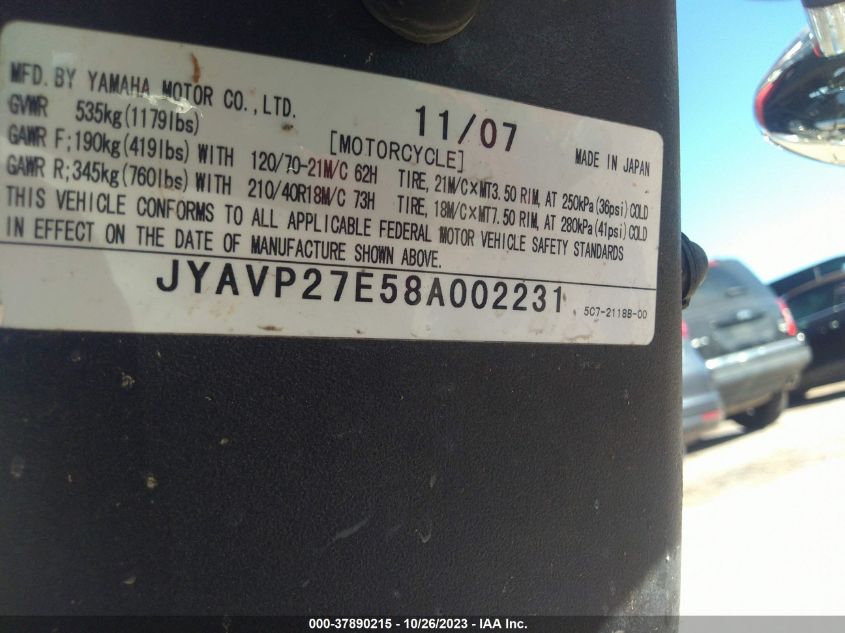 2008 YAMAHA XV1900 CU - JYAVP27E58A002231