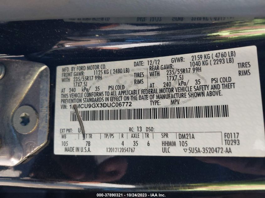 2013 FORD ESCAPE SE - 1FMCU9GX3DUC06772