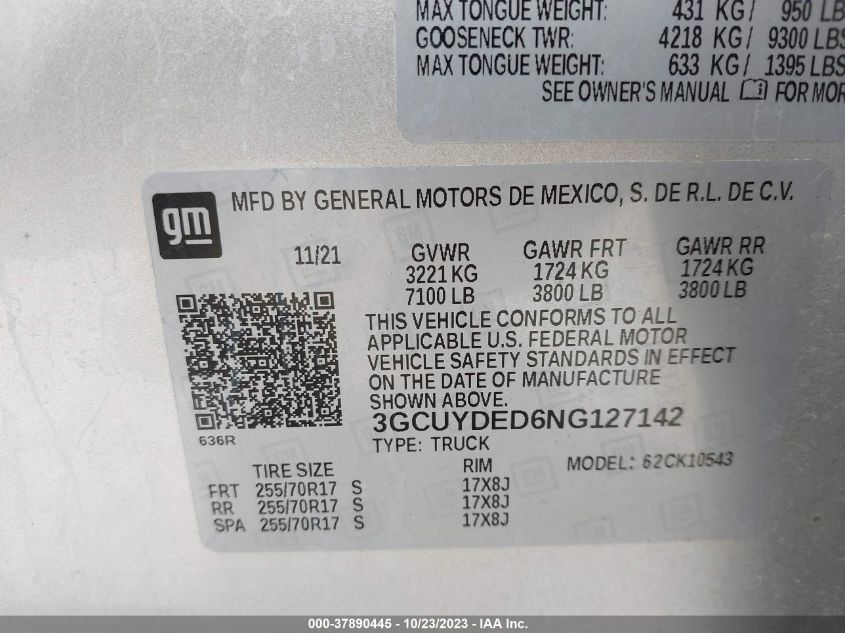 2022 CHEVROLET SILVERADO 1500 LTD LT - 3GCUYDED6NG127142