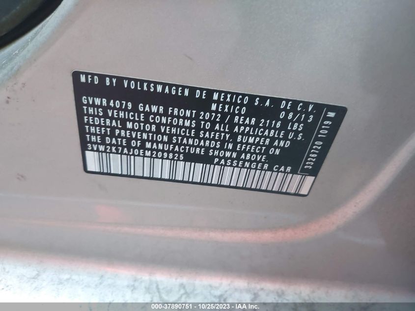 2014 VOLKSWAGEN JETTA 2.0L S - 3VW2K7AJ0EM209825