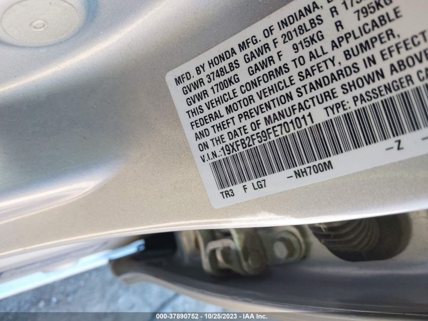 2015 HONDA CIVIC LX - 19XFB2F59FE701011