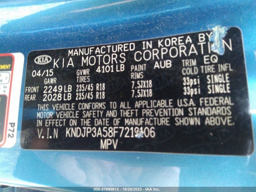2015 KIA SOUL + - KNDJP3A58F7219106