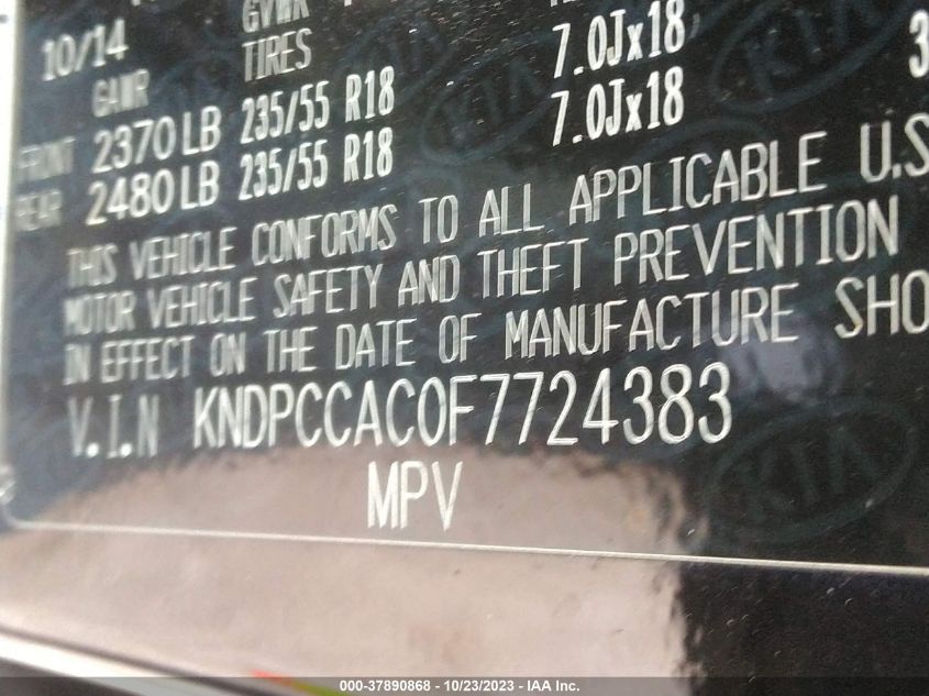 2015 KIA SPORTAGE EX - KNDPCCAC0F7724383