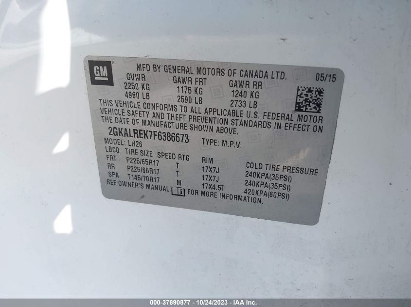 2015 GMC TERRAIN SLE - 2GKALREK7F6386673