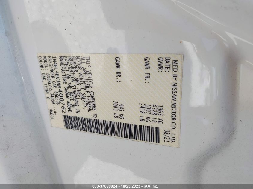2021 NISSAN ALTIMA 2.5 S - 1N4BL4BV1MN400762