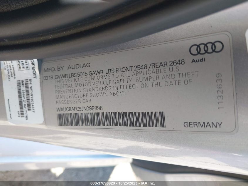 2018 AUDI A6 PREMIUM/SPORT - WAUC8AFC9JN099898